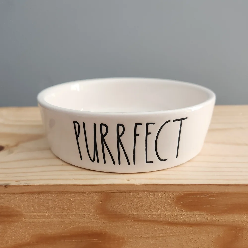 Rae Dunn Purrfect Cat Water or Food Ceramic Bowl